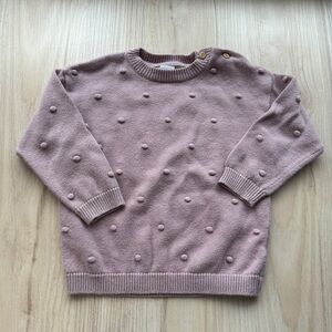 H&M Pom-Pom Crew Neck Sweater in Dusty Rose
